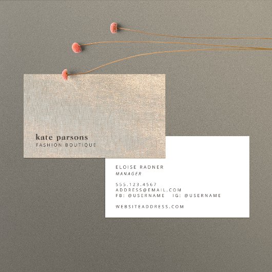 Elegante Chic Gold Glitzer Linen Business Card Visitenkarte