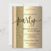 Elegante Chic Gold Glitzer Script-Verlobung Einladung (Vorderseite)