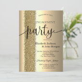 Elegante Chic Gold Glitzer Script-Verlobung Einladung (Stehend Vorderseite)