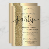 Elegante Chic Gold Glitzer Script-Verlobung Einladung (Vorne/Hinten)