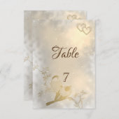 Elegante Chic Gold Hearts, Birds Table Card Einladung (Vorne/Hinten)