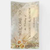 Elegante Chic Gold Hearts Boho Blume Banner (Vertikal)
