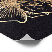 Elegante Chic Gold Imitate Metal Floral Wedding Poster (Ecke)