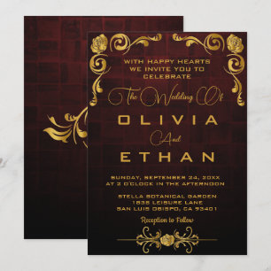 Elegante Chic Gold Klassische Vintage-Rustikale Ho Einladung