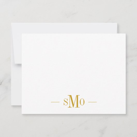 Elegante Chic Gold Monogram 3 Initials Mitteilungskarte (Vorderseite)