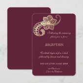 Elegante Chic Gold Paisley Hochzeitsempfang Einladung (Vorne/Hinten)