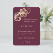 Elegante Chic Gold Paisley Hochzeitsempfang Einladung (Stehend Vorderseite)