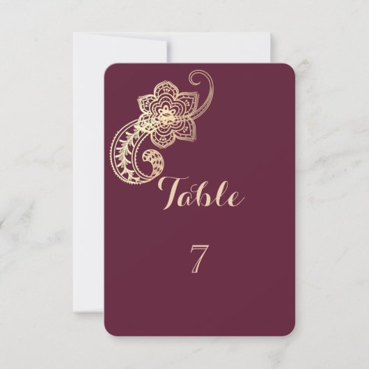 Elegante Chic Gold Paisley Table Card Einladung (Vorderseite)