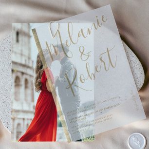 Elegante Chic Gold Stripe Script Hochzeit Pergament Einladungen