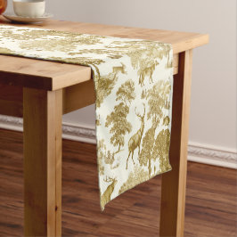 Elegante Chic Gold Toile Deer Woodland Kurzer Tischläufer