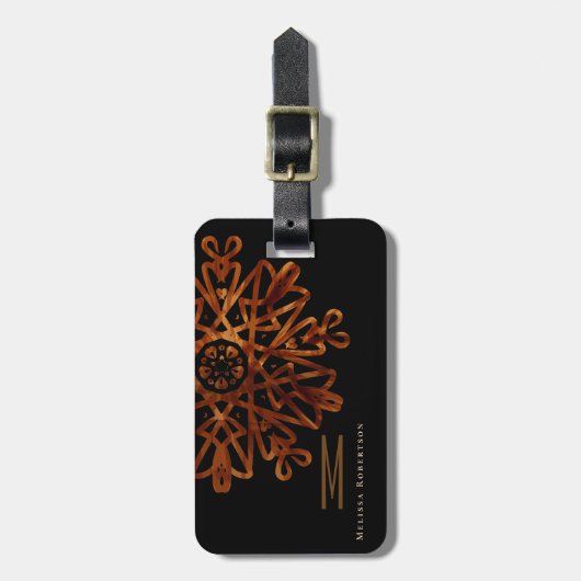 Elegante Chic Gold Verziert Mit Monogramm Gepäckanhänger (Vorderseite vertikal)