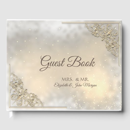 Elegante Chic Gold Wedding Gästebuch (Vorderseite)