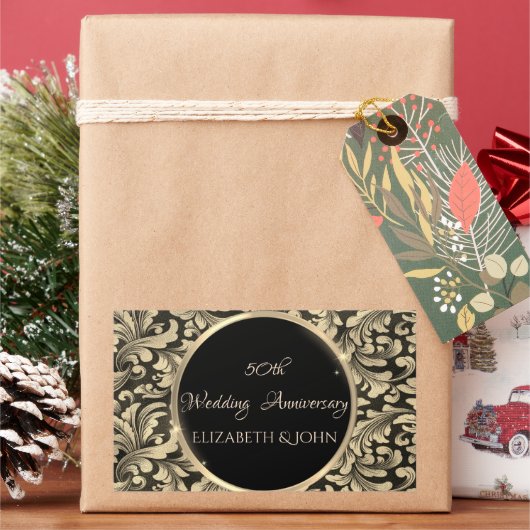 Elegante Chic Gold Wirbel Jubiläum Rechteckiger Aufkleber (Feiertag)