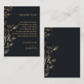 Elegante Chic Golden Floral Wedding Vielen Dank Platzkarte (Vorne/Hinten)