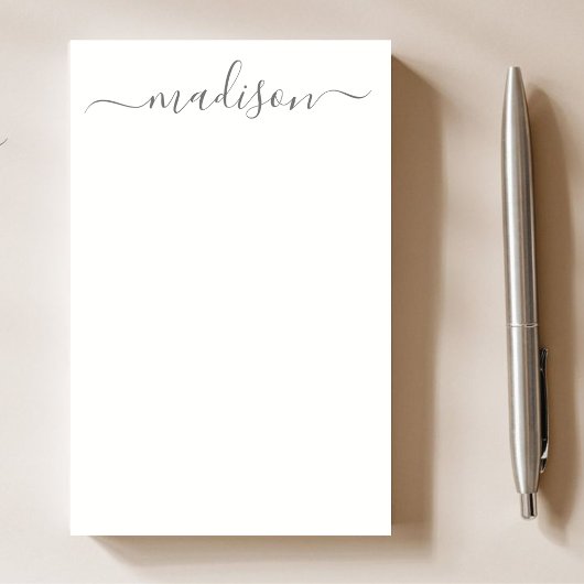 Elegante chic Gray Calligraphy Script Name Teacher Post-it Klebezettel