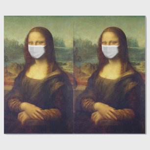 Elegante Chic Green Mona Lisa Covid 19 Gemälde Geschenkpapier
