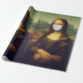 Elegante Chic Green Mona Lisa Covid 19 Gemälde Geschenkpapier (Ungerollt)