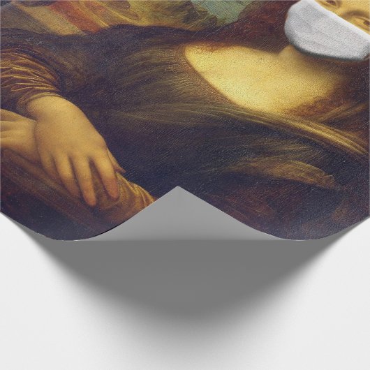 Elegante Chic Green Mona Lisa Covid 19 Gemälde Geschenkpapier (Ecke)