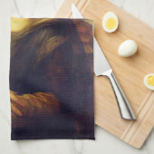 Elegante Chic Green Mona Lisa Covid 19 Gemälde Geschirrtuch (Viertel Falte)