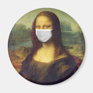 Elegante Chic Green Mona Lisa Covid 19 Gemälde Magnet