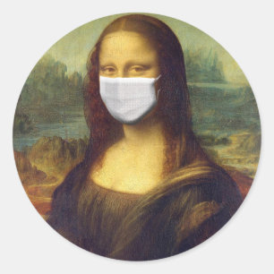 Elegante Chic Green Mona Lisa Covid 19 Gemälde Runder Aufkleber