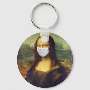 Elegante Chic Green Mona Lisa Covid 19 Gemälde Schlüsselanhänger