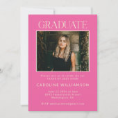 Elegante Chic Hot Pink Two Foto Graduation Party Einladung (Vorderseite)