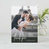 Elegante Chic Jet Black Wedding Dankeskarte (Stehend Vorderseite)