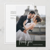 Elegante Chic Jet Black Wedding Dankeskarte (Vorne/Hinten)