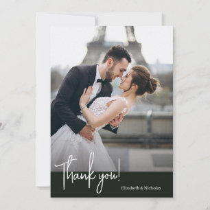 Elegante Chic Jet Black Wedding Dankeskarte