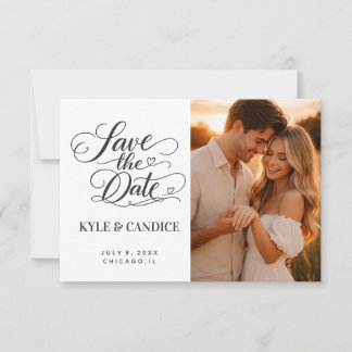 Elegante Chic Kalligrafie Heiratsantrag Termin Hoc Ankündigung