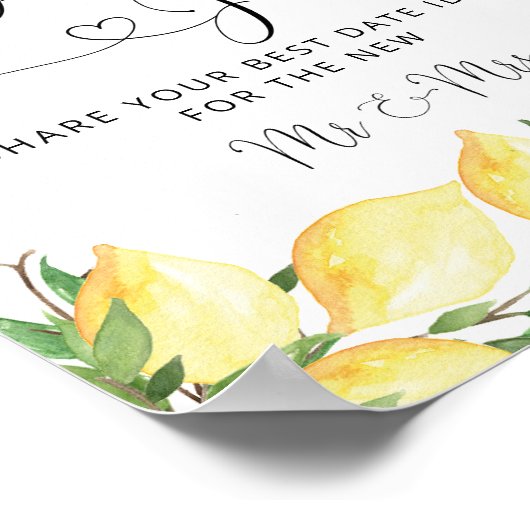 Elegante Chic Lemon Date Jar Brautparty Poster (Ecke)