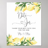 Elegante Chic Lemon Date Jar Brautparty Poster (Vorne)