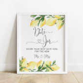 Elegante Chic Lemon Date Jar Brautparty Poster