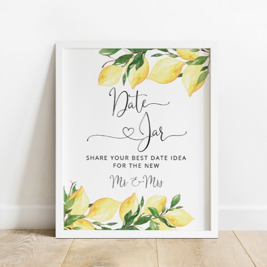 Elegante Chic Lemon Date Jar Brautparty Poster