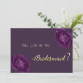 Elegante Chic Lila Rose Bridesmaid Card Einladung (Stehend Vorderseite)