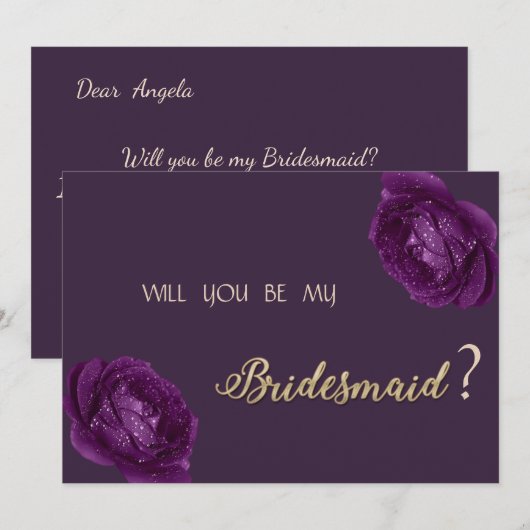 Elegante Chic Lila Rose Bridesmaid Card Einladung (Vorne/Hinten)