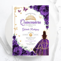 Elegante Chic Lila Rose Gold Quinceanera