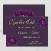 Elegante Chic Lila Rose Save the Date (Vorne/Hinten)
