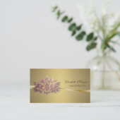 Elegante Chic Luxury Imitate Gold Glitzer Lotus Visitenkarte (Stehend Vorderseite)