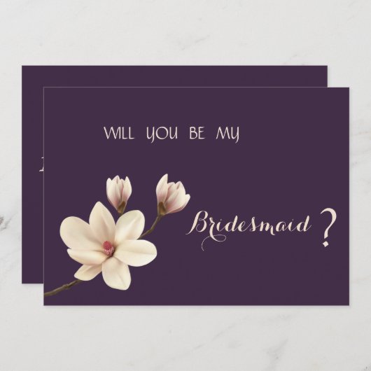 Elegante Chic Magnolia Bridesmaid Card Einladung (Vorne/Hinten)