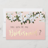 Elegante Chic Magnolia Floral Bridesmaid Card Einladung (Vorderseite)