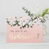 Elegante Chic Magnolia Floral Bridesmaid Card Einladung (Stehend Vorderseite)
