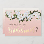 Elegante Chic Magnolia Floral Bridesmaid Card Einladung (Vorne/Hinten)