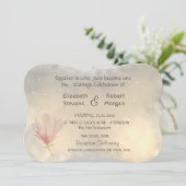 Elegante Chic Magnolia Hochzeit Einladung (Stehend Vorderseite)