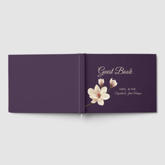 Elegante Chic Magnolia Wedding Gästebuch (Voll)