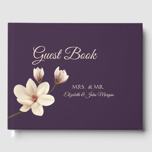 Elegante Chic Magnolia Wedding Gästebuch (Vorderseite)