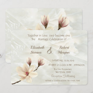 Elegante Chic Magnolie, Marmor-Hochzeitseinladung Einladung