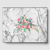 Elegante Chic Marble Black Gold Pink Floral Weddin Gästebuch (Rückseite)