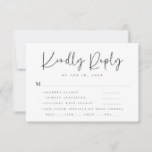 Elegante Chic Modern Simple Typografy Wedding RSVP Karte (Vorderseite)